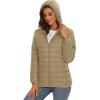 image:imageMAGCOMSEN Womens Hooded Puffer Jacket Lightweight Quilted Padded Coat 4 Pockets Zipup Winter Warm OuterwearKhaki