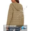 image:imageMAGCOMSEN Womens Hooded Puffer Jacket Lightweight Quilted Padded Coat 4 Pockets Zipup Winter Warm OuterwearKhaki