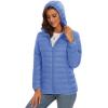 image:imageMAGCOMSEN Womens Hooded Puffer Jacket Lightweight Quilted Padded Coat 4 Pockets Zipup Winter Warm OuterwearLight Blue