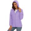 image:imageMAGCOMSEN Womens Hooded Puffer Jacket Lightweight Quilted Padded Coat 4 Pockets Zipup Winter Warm OuterwearLight Purple