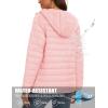 image:imageMAGCOMSEN Womens Hooded Puffer Jacket Lightweight Quilted Padded Coat 4 Pockets Zipup Winter Warm OuterwearPink