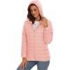 image:imageMAGCOMSEN Womens Hooded Puffer Jacket Lightweight Quilted Padded Coat 4 Pockets Zipup Winter Warm OuterwearPink
