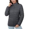 image:imageMAGCOMSEN Womens Puffer Jacket Lightweight Quilted Padded 4 Pockets Zipup Standcollar Winter Fleece CoatDark Grey