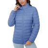 image:imageMAGCOMSEN Womens Puffer Jacket Lightweight Quilted Padded 4 Pockets Zipup Standcollar Winter Fleece CoatLight Blue