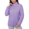 image:imageMAGCOMSEN Womens Puffer Jacket Lightweight Quilted Padded 4 Pockets Zipup Standcollar Winter Fleece CoatLight Purple