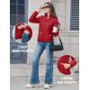 image:imageMAGCOMSEN Womens Puffer Jacket Lightweight Quilted Padded 4 Pockets Zipup Standcollar Winter Fleece CoatTomato Red