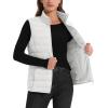 image:imageMAGCOMSEN Womens Puffer Vest Lightweight Stand Collar Zip 4 Pockets Puffy Vests Sleeveless Quilted Padded OuterwearAwhite