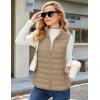 image:imageMAGCOMSEN Womens Puffer Vest Lightweight Stand Collar Zip 4 Pockets Puffy Vests Sleeveless Quilted Padded OuterwearKhaki