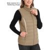 image:imageMAGCOMSEN Womens Puffer Vest Lightweight Stand Collar Zip 4 Pockets Puffy Vests Sleeveless Quilted Padded OuterwearKhaki