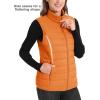 image:imageMAGCOMSEN Womens Puffer Vest Lightweight Stand Collar Zip 4 Pockets Puffy Vests Sleeveless Quilted Padded OuterwearOrange