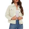 image:imageMAGCOMSEN Womens Corduroy Jacket Fashion Cropped Jackets Button Down Shacket Long Sleeve Outerwear with Flap PocketsBeige
