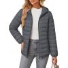 image:imageMAGCOMSEN Womens Hooded Puffer Jacket Lightweight Quilted Padded Coat 4 Pockets Zipup Winter Warm OuterwearAdark Grey
