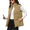 image:imageMAGCOMSEN Womens Puffer Down Vest Oversized Zip Up Outerwear Lightweight Winter Padded Gilet Jacket with PocketsKhaki