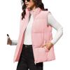 image:imageMAGCOMSEN Womens Puffer Down Vest Oversized Zip Up Outerwear Lightweight Winter Padded Gilet Jacket with PocketsPink