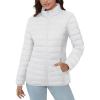 image:imageMAGCOMSEN Womens Puffer Jacket Lightweight Quilted Padded 4 Pockets Zipup Standcollar Winter Fleece CoatWhite