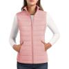 image:imageMAGCOMSEN Womens Puffer Vest Lightweight Stand Collar Zip 4 Pockets Puffy Vests Sleeveless Quilted Padded OuterwearPink
