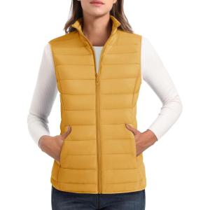 image:imageMAGCOMSEN Womens Puffer Vest Lightweight Stand Collar Zip 4 Pockets Puffy Vests Sleeveless Quilted Padded OuterwearGinger