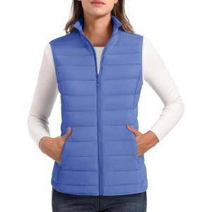 image:imageMAGCOMSEN Womens Puffer Vest Lightweight Stand Collar Zip 4 Pockets Puffy Vests Sleeveless Quilted Padded OuterwearLight Blue