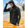 image:imageMAGCOMSEN Mens UPF 50 Sun Protection Hoodies Quick Dry Long Sleeve Rash Guard Lightweight Hoodie Shirt Fishing RunningBlack