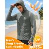 image:imageMAGCOMSEN Mens UPF 50 Sun Protection Hoodies Quick Dry Long Sleeve Rash Guard Lightweight Hoodie Shirt Fishing RunningDark Grey