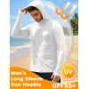 image:imageMAGCOMSEN Mens UPF 50 Sun Protection Hoodies Quick Dry Long Sleeve Rash Guard Lightweight Hoodie Shirt Fishing RunningWhite