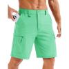 image:imageMAGCOMSEN Mens Hiking Cargo Shorts Quick Dry Lightweight 9 Golf Shorts Summer Casual Work Outdoor with 5 Zipper PocketsMint Green