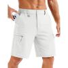 image:imageMAGCOMSEN Mens Hiking Cargo Shorts Quick Dry Lightweight 9 Golf Shorts Summer Casual Work Outdoor with 5 Zipper PocketsWhite