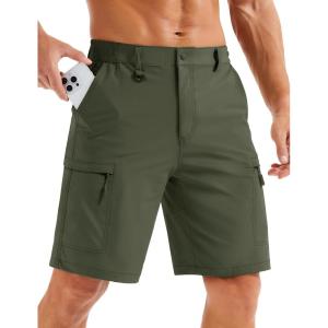 image:imageMAGCOMSEN Mens Hiking Cargo Shorts Quick Dry Lightweight 9 Golf Shorts Summer Casual Work Outdoor with 5 Zipper PocketsArmy Green