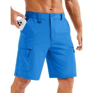 image:imageMAGCOMSEN Mens Hiking Cargo Shorts Quick Dry Lightweight 9 Golf Shorts Summer Casual Work Outdoor with 5 Zipper PocketsAzure