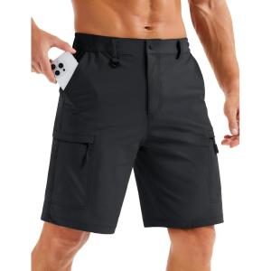 image:imageMAGCOMSEN Mens Hiking Cargo Shorts Quick Dry Lightweight 9 Golf Shorts Summer Casual Work Outdoor with 5 Zipper PocketsBlack