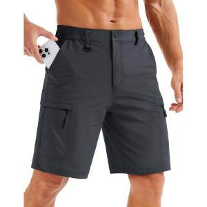 image:imageMAGCOMSEN Mens Hiking Cargo Shorts Quick Dry Lightweight 9 Golf Shorts Summer Casual Work Outdoor with 5 Zipper PocketsDark Grey
