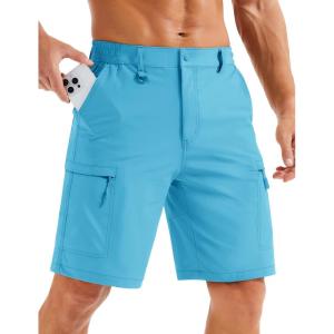image:imageMAGCOMSEN Mens Hiking Cargo Shorts Quick Dry Lightweight 9 Golf Shorts Summer Casual Work Outdoor with 5 Zipper PocketsIce Blue