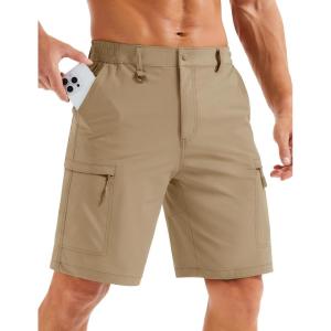 image:imageMAGCOMSEN Mens Hiking Cargo Shorts Quick Dry Lightweight 9 Golf Shorts Summer Casual Work Outdoor with 5 Zipper PocketsKhaki