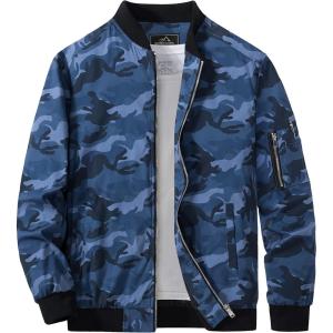 image:imageMAGCOMSEN Mens Jacket Lightweight Windbreaker Bomber Jacket Windproof Casual Jacket Zip Up Coats Outwear with 5 PocketsCamouflage Blue