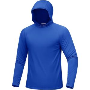 image:imageMAGCOMSEN Mens UPF 50 Sun Protection Hoodies Quick Dry Long Sleeve Rash Guard Lightweight Hoodie Shirt Fishing RunningColorblue