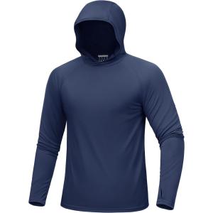 image:imageMAGCOMSEN Mens UPF 50 Sun Protection Hoodies Quick Dry Long Sleeve Rash Guard Lightweight Hoodie Shirt Fishing RunningNavy