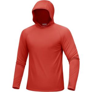 image:imageMAGCOMSEN Mens UPF 50 Sun Protection Hoodies Quick Dry Long Sleeve Rash Guard Lightweight Hoodie Shirt Fishing RunningTruered