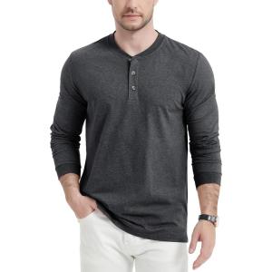 image:imageMAGCOMSEN Long Sleeve Henley Shirts for Mens Fall Shirts Cotton Casual Shirts Black L
