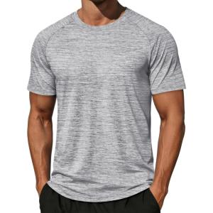 image:imageMAGCOMSEN Mens Short Sleeve Moisture Wicking Shirts Athletic Running Workout TShirts Performance Breathable TshirtLtgray