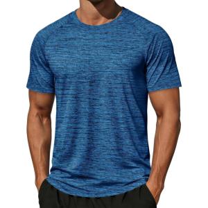image:imageMAGCOMSEN Mens Short Sleeve Moisture Wicking Shirts Athletic Running Workout TShirts Performance Breathable TshirtMedium Blue