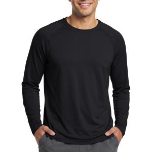 image:imageMAGCOMSEN Mens Sun Protection Shirts UPF 50 UV SPF Long Sleeve Dry Fit Shirt Workout Athletic Fishing Running Rash GuardBlack