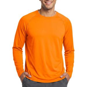 image:imageMAGCOMSEN Mens Sun Protection Shirts UPF 50 UV SPF Long Sleeve Dry Fit Shirt Workout Athletic Fishing Running Rash GuardOrange