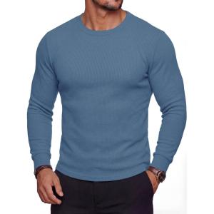 image:imageMAGCOMSEN Mens Thermal Shirts Long Sleeve Waffle Underwear Top Cold Weather Base Layer Winter Warm UndershirtsBlue Grey