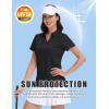 image:imageMAGCOMSEN Womens Golf Shirts Short Sleeve Polo Collared Shirt V Neck Quick Dry Sun Protection UPF 50 Tennis Top01black
