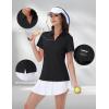 image:imageMAGCOMSEN Womens Golf Shirts Short Sleeve Polo Collared Shirt V Neck Quick Dry Sun Protection UPF 50 Tennis Top01black