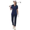 image:imageMAGCOMSEN Womens Golf Shirts Short Sleeve Polo Collared Shirt V Neck Quick Dry Sun Protection UPF 50 Tennis Top02navy