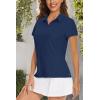 image:imageMAGCOMSEN Womens Golf Shirts Short Sleeve Polo Collared Shirt V Neck Quick Dry Sun Protection UPF 50 Tennis Top02navy