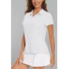 image:imageMAGCOMSEN Womens Golf Shirts Short Sleeve Polo Collared Shirt V Neck Quick Dry Sun Protection UPF 50 Tennis Top03white