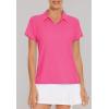 image:imageMAGCOMSEN Womens Golf Shirts Short Sleeve Polo Collared Shirt V Neck Quick Dry Sun Protection UPF 50 Tennis Top04rose Red