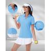 image:imageMAGCOMSEN Womens Golf Shirts Short Sleeve Polo Collared Shirt V Neck Quick Dry Sun Protection UPF 50 Tennis Top05waterfall Blue